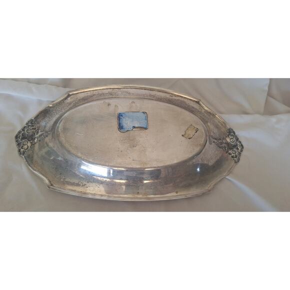 Webster Wilcox International Silverplate Floral Oval Serving Tray 13x7.5 - Picture 2 of 9
